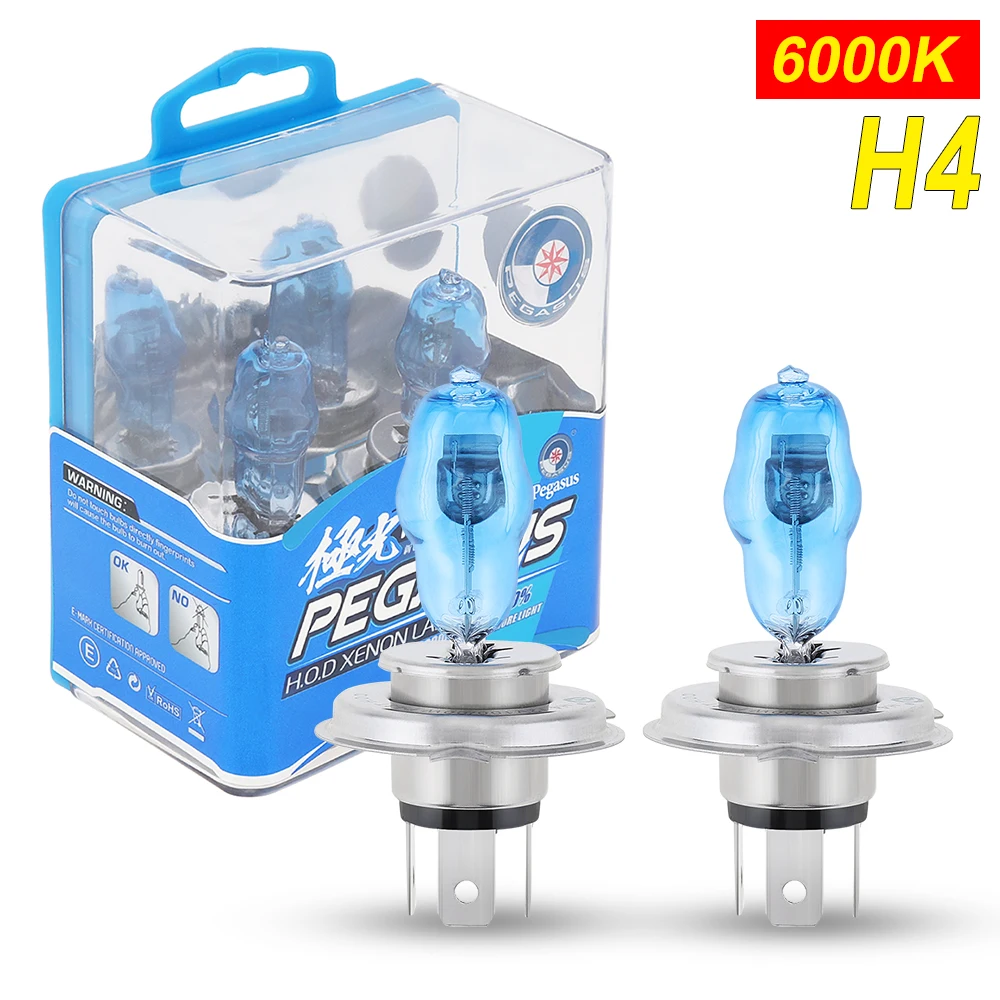 MovFlax H4 H7 H3 Car HOD Halogen Bulbs H9 H1 2 Pcs DC 12V 100W 6000K White Light Front Headlight Lamp Car Light Source Parking