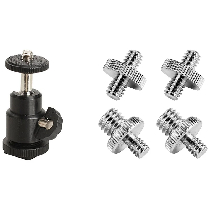 1X Hot Shoe Holder &amp 4X 1/ 4 Inch Male To Screw 3/ 8 Threaded Adapter | Электроника