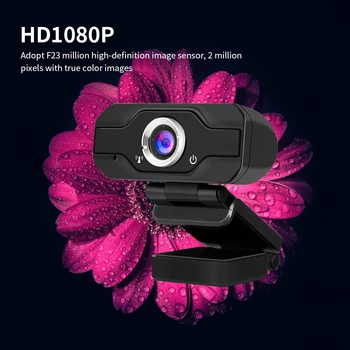 

1080P USB Webcam Manual Focus Computer Camera Built-in Sound-absorbing Microphone Drive-free Web Camera for PC Laptop Black