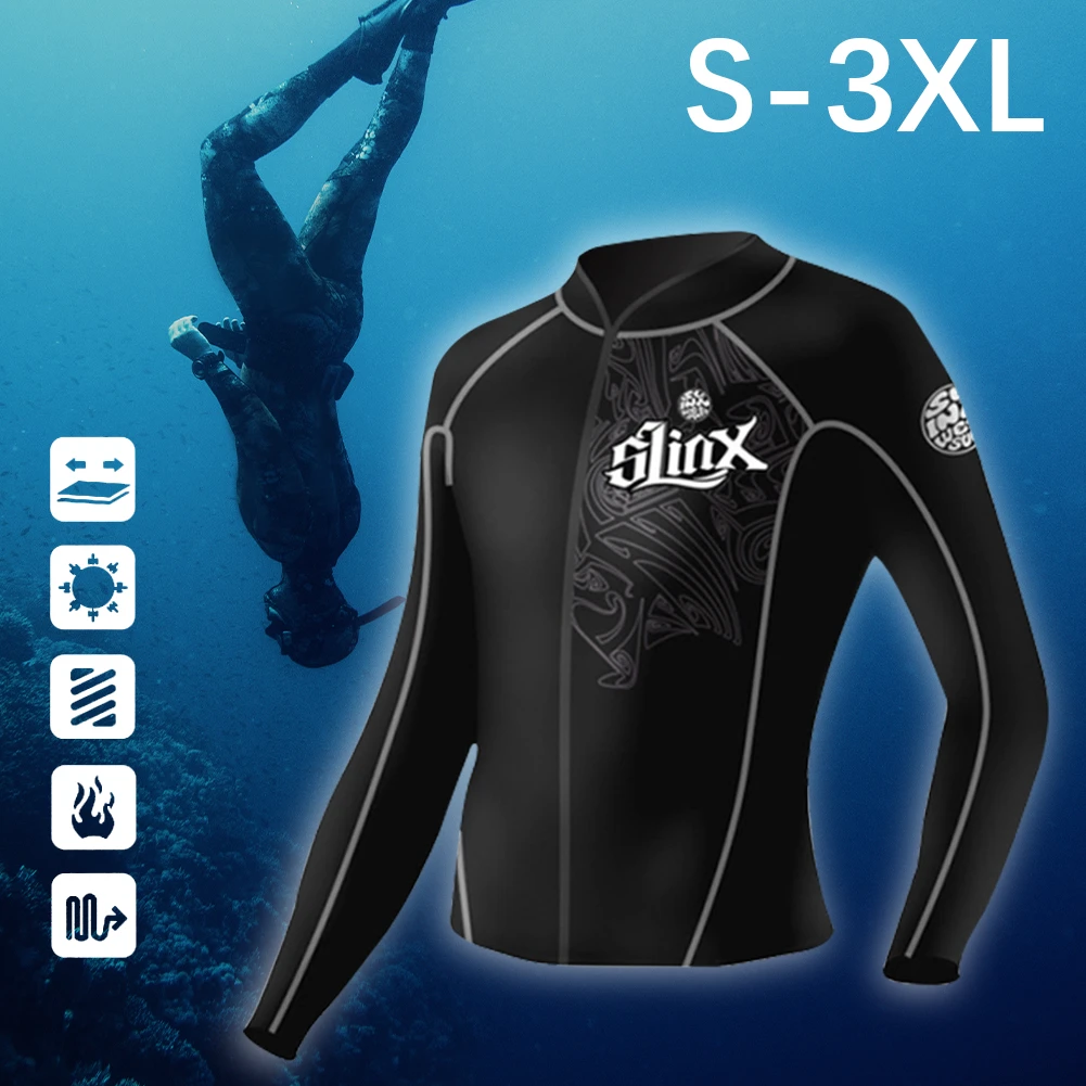 Wetsuit Top for Mens 2mm Neoprene Wetsuit Jacket Front Zip Diving Shirt for Swimming Snorkeling Surfing Kayaking Scuba