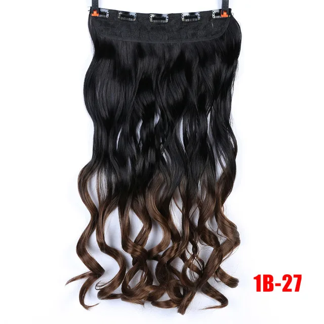 AOSIWIG, волнистые волосы с эффектом омбре, 5 клипсов на заколках, для наращивания, термостойкие синтетические волосы, свободные волосы для женщин - Цвет: 1B-27