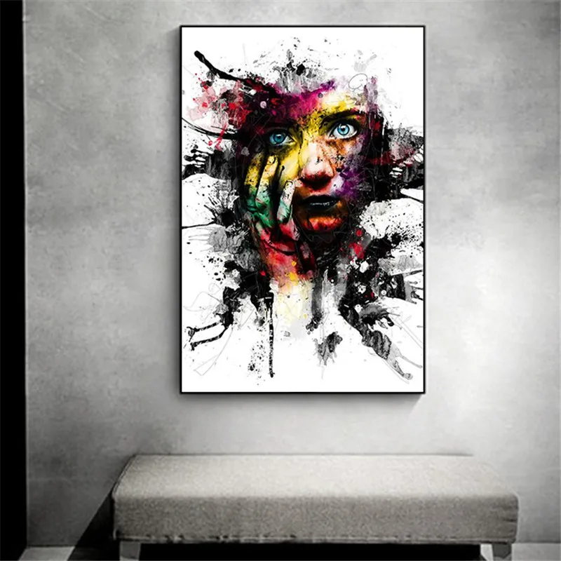 

Abstract Graffiti Art Girs Face Canvas Paintings On the Wall Art Posters And Prints Modern Street Art Pictures For Living Room