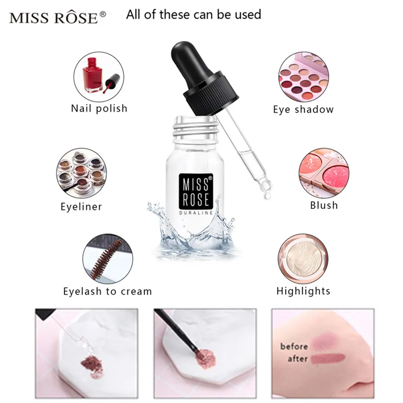 

MISS ROSE 10ml Makeup Dilution Liquid for Eyeshadow Palette Lipstick Foundation Eyeliner Powder Blush Nail Polish TSLM2