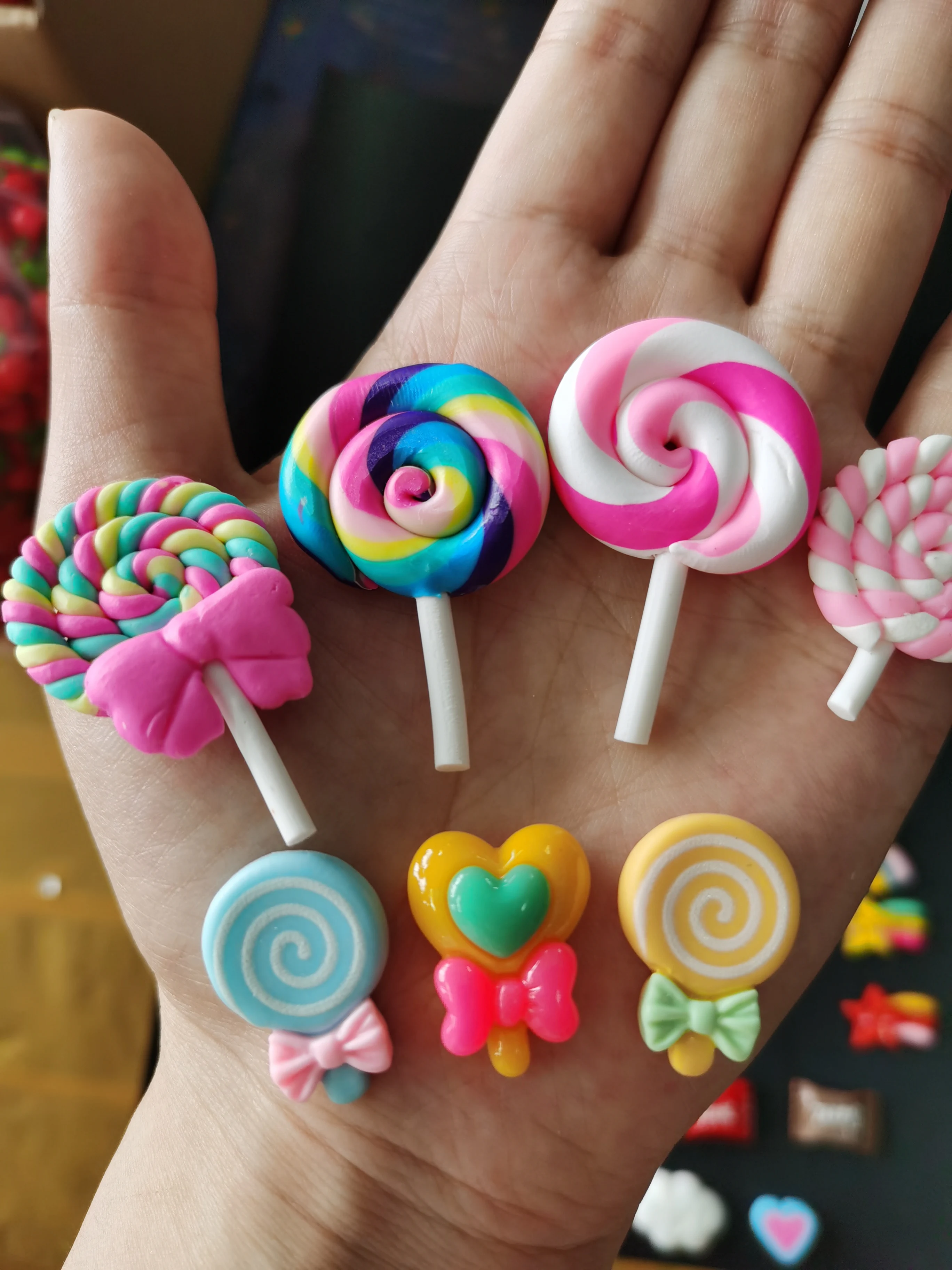 30/50 шт каваи микс украшения 6-10 см для ногтей/DIY игрушки волосы мультфильм конфеты.