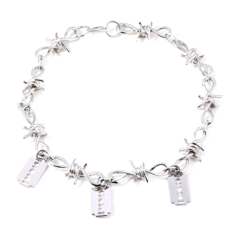 Ожерелье в стиле хип-хоп с ветровыми шипами, цепочка на шею с лезвием, крутая подвеска с ветровым лезвием, Крутое Трендовое ожерелье для мужчин и женщин, подарок, ювелирные изделия - Окраска металла: N347