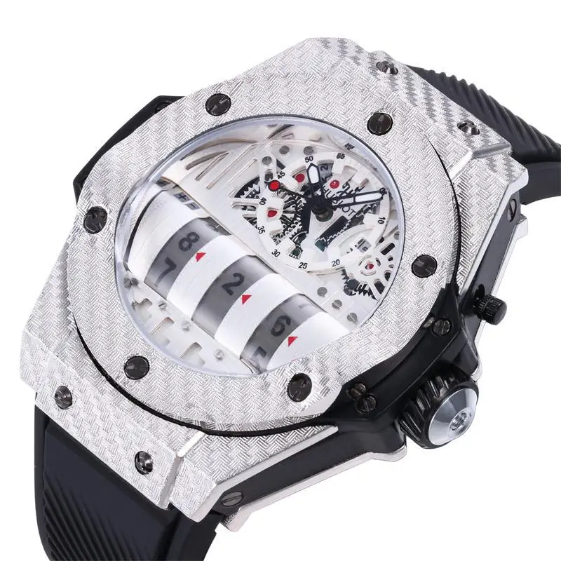 

Luxury Brand Men Day Date Watch Design AAA Watches with Silicone Strap Men Quartz Watch relojes para hombre