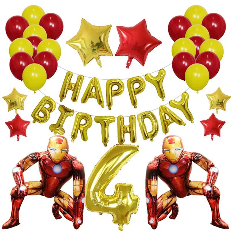 1 Set 3D Marvel Big Iron Man Spider Hero Palloncini Foil Numero 1-9 Palloncini Foil Kid Forniture Per Decorazioni Per Feste Di Compleanno Per Adulti