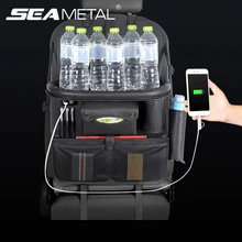 Автомобильный Органайзер, сумка для хранения на заднем сиденье, коробка для внутреннего заднего сиденья, 4 USB порта зарядки, настольный лоток, аксессуары