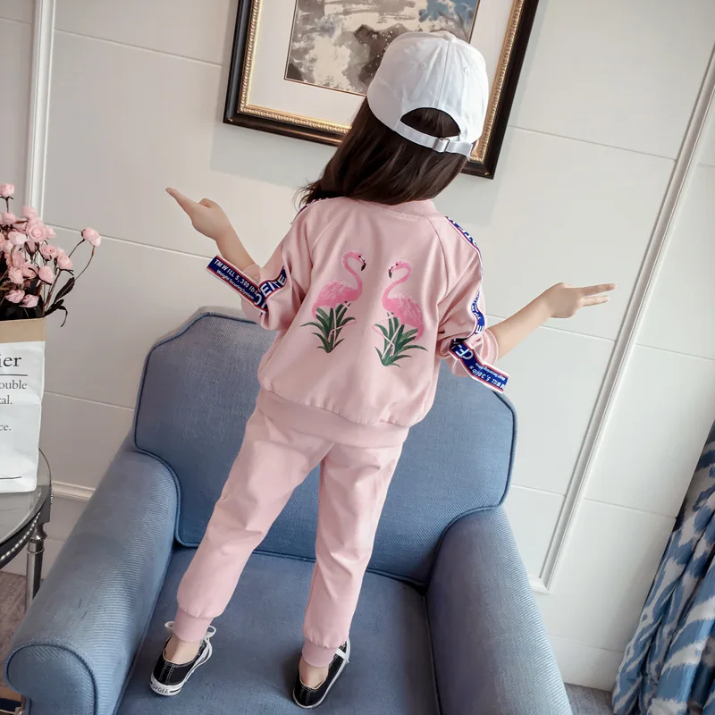 

Girl'S Sports Package 2018 Korean-style Childrenswear Zip-up Jacket Loose-Fit Closing Foot Two-Piece Set Spring And Autumn