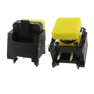 

10 x Right Angle 2 Pin Yellow Momentary Push Button Tact Switch 12 x 12 x 9mm
