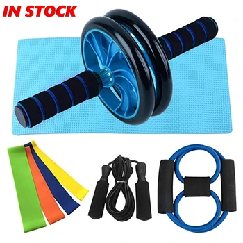 

Home Gym Exercise Set Abdominal Roller Wheel 8 Way Resistance Band Resistance Band Loop Band Jump Rope Kit