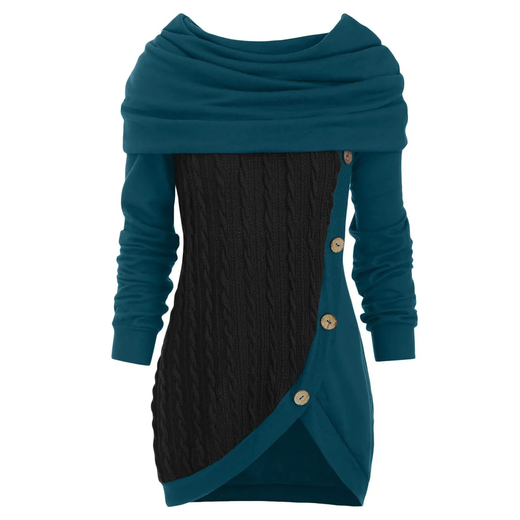 Женский зимний свитер ассиметричного размера плюс 5XL, женский свитер с О-образным вырезом и длинным рукавом, однотонный топ с рисунком, свитер женский@ 45