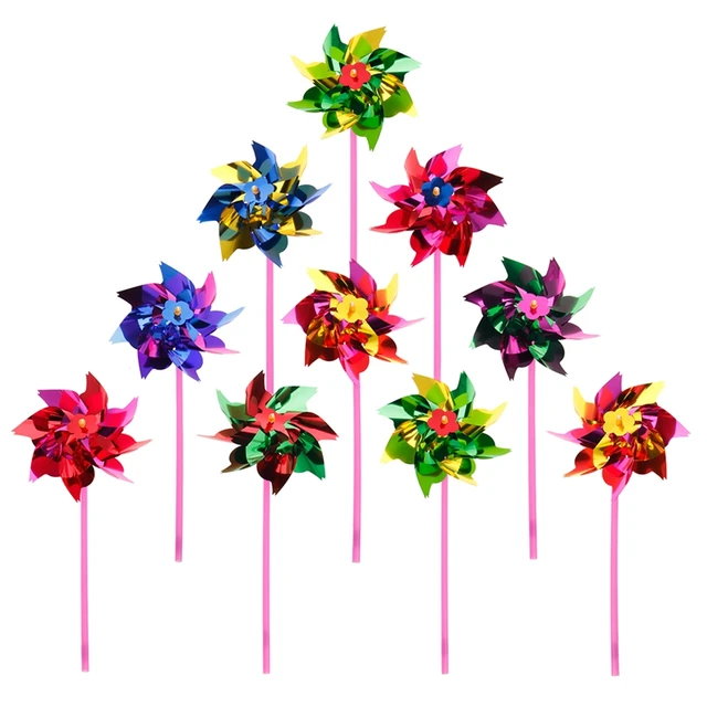 New 10Pcs Plastic Windmill Pinwheel Wind Spinner Kids Toy Garden Lawn Party Decor Random Color Kids Gift 1