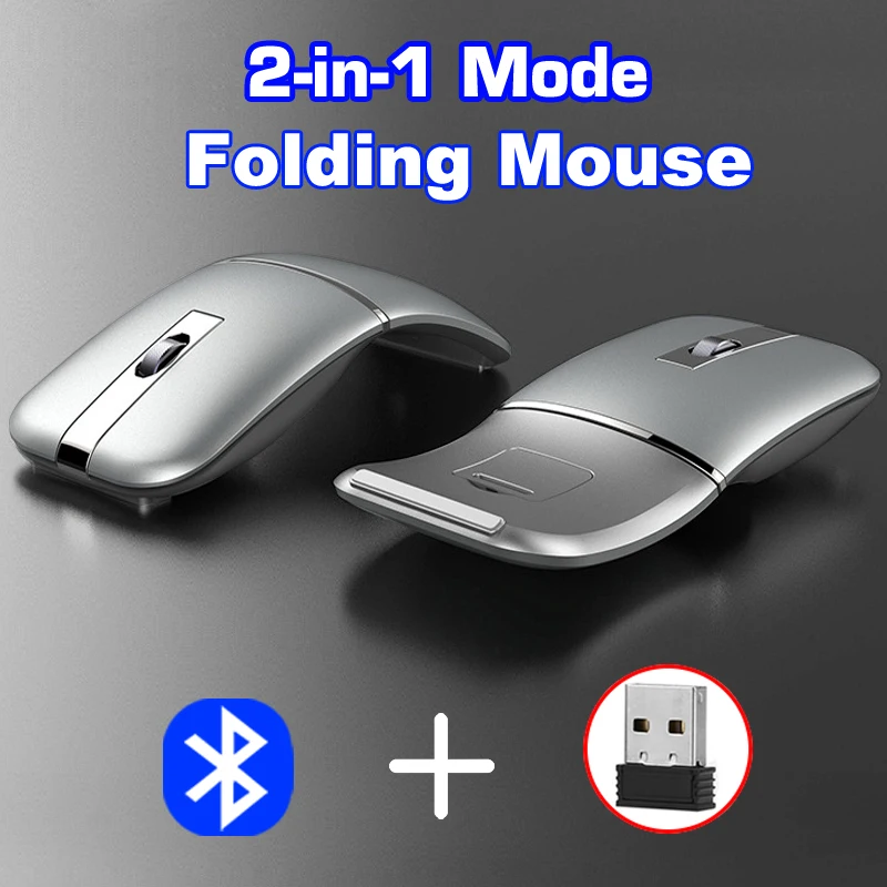 Dual-mode foldable mouse wireless + Bluetooth foldable mouse ergonomic gaming mouse for computer desktop notebook