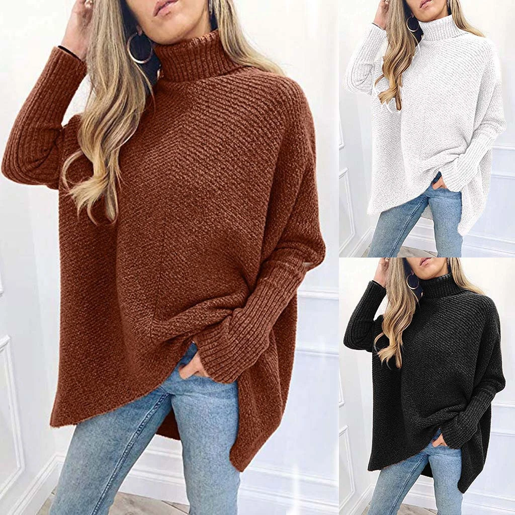 arroz Varios combustible Suéteres de mujer moda Otoño Invierno moda Casual sólido de manga larga de  cuello alto perezoso suelto s suéter femenino|Pulóveres| - AliExpress