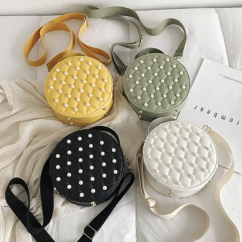 

Bag Women's 2019 New Style Fashion Fashion Korean-style Simple Versatile Shoulder Pearl Small round Bag INS Super Fire