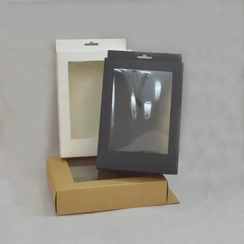 

10 pcs Paper Box With Window Black Gift Box packaging White Custom Packaging Box For Display Kraft Box Gift For Packaing