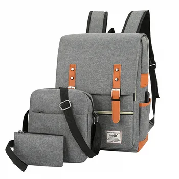 

Man Travel Backpack New Casual 3 Pcs/Set Outdoor Multifunctional USB Computer Backpack Men's Shoulder Bag Teenager Bookbag