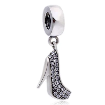 

Authentic 925 Sterling Silver Bead Charm Sparkling Stiletto With Crystal Pendant Beads Fit Bracelet Diy Jewelry