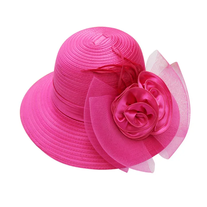 Модный женский топ, однотонная шляпа, Цветочная сетка, широкий козырек, женский элегантный головной убор, для женщин, вечернее платье, Sombrero Mujer, шапки