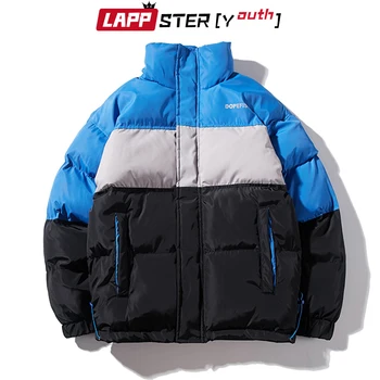 

LAPPSTER-Youth Men Color Block Winter Jacket 2020 Mens Thick Streetwear Bubble Coat Hip Hop Korean Fashions Windbreaker Parka