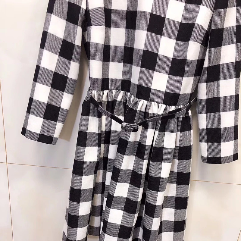 Casual Plaid Stripes Dresses Women O-Neck Dress Autumn Long Sleeve Loose Fashion Natural Women's Clothing Dresses