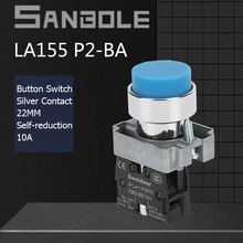 22mm Push Button Switch XB2 High Head Round Momentary Reset Start-Stop Electrical Power Switches 10A 600V Silver Contact