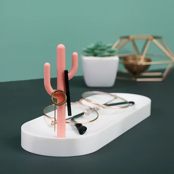 

Creative Cactus Jewelry Storage Rack Ring Holder Hand Decoration Tray Home Desktop Desk Organizing Box Storage Rack Home Decor #