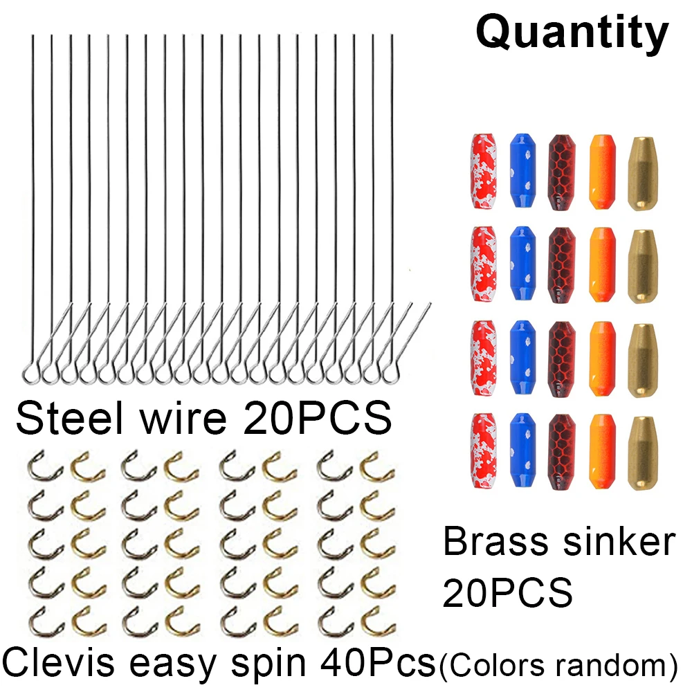 Fishing Spoon Blades steel wires Fishing Clevis Easy Spin Brass Sinker Spinnerbait Bass Jig fishing accessories 80Pcs