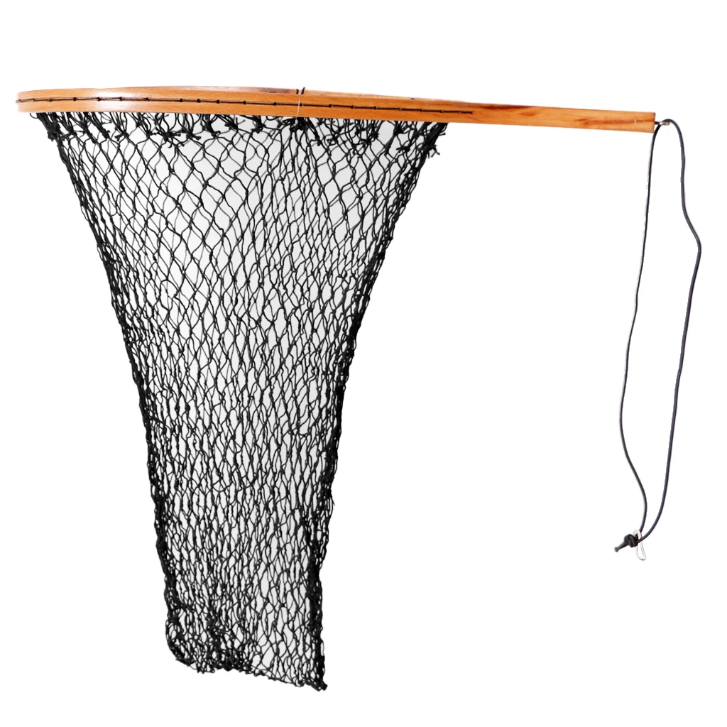 Wooden Handle Nylon Mesh Fish Keeper Fishing Landing Resistant Catch and Release Net