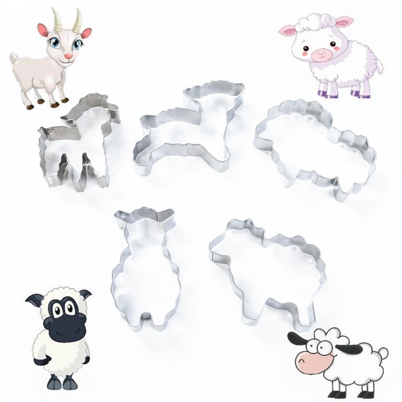 

4pcs/set Stainless Steel Cookie Cutter Cartoon Sheep Shape Fondant Biscuits Tools Sugar Craft Bakery Bakeware