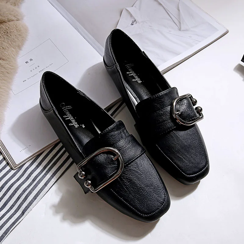 

Shoes Woman Flats Slip-on All-Match Oxfords Women's Autumn Square Toe Modis Casual Female Sneakers Dress Slip On Boat Leather