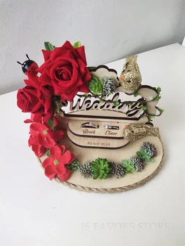 

1pcs flower Bride gift engagement wedding decoration wedge marriage proposal custom ring box with red rose pigeon