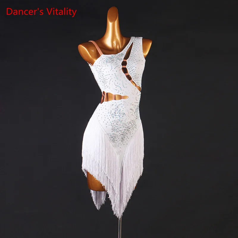 Latin Dance Dress dance dress Tassel Long Skirt Diamond-Studded Performance Clothes High-End Female Child Adult Competition Clothing