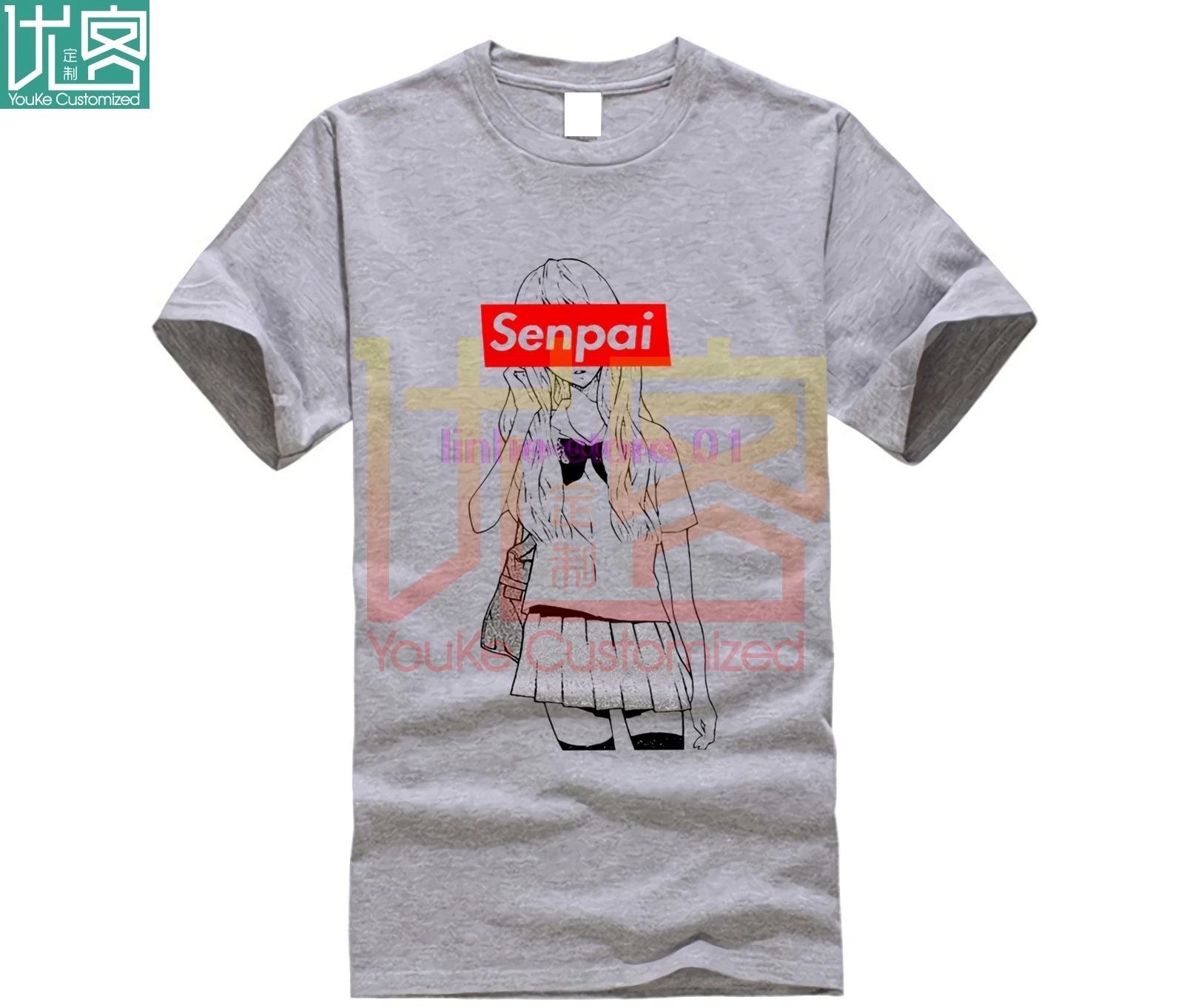 Футболка в японском стиле Харадзюку Senpai Мужская брендовая новая белая