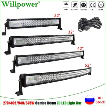 

Car Roof 22" 32" 42" 52" Curved LED Light Bar For Offroad 4x4 Polaris UTV SUV Truck LED Bar Fog Driving Lamp 270/405/540/675W