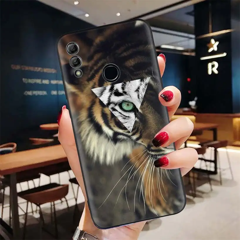 Абстрактный тигра на Луне черный чехол для huawei Y9 Y5 Y6 Y7 Honor 10 9 Lite 9X8X8 S 8A фотоаппаратов моментальной печати 7S 7A 10i 20i V20 чехол для телефона Capa - Цвет: BD001-1