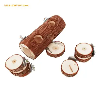 

Natural Wooden Hamster Mouse Tunnel Hollow Tree Trunk Tube Swing Toy Platform