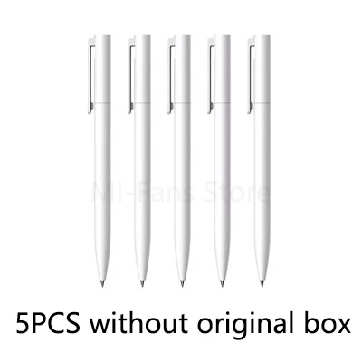 5pcs no original box Новые гелевые ручки Xiaomi Mijia, 10 шт., без колпачка, 0,5 мм, цилиндрическая ручка, черная ручка, белая, гладкая, швейцарская, заправка MiKuni, японские чернила, черные - Цвет: 5pcs no original box