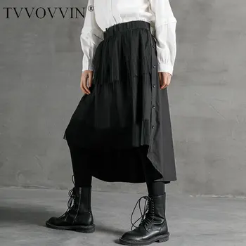 

loose Dark Style Multi-layered A line Skirt Fashion High Waist Loose Irregular Trend Harajuku Skirts Womens elegant P062