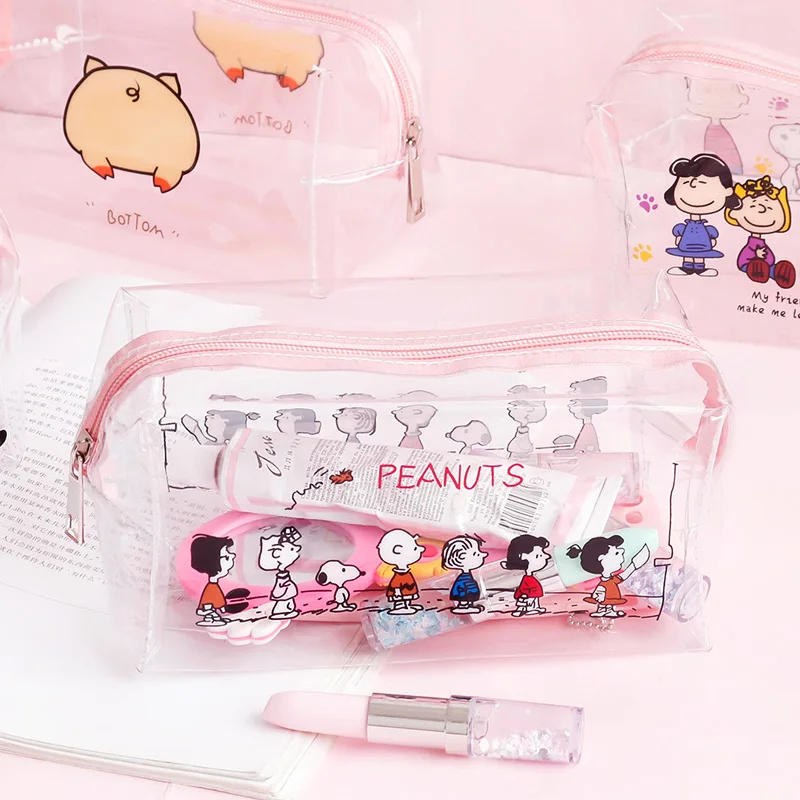 

Cartoon Printing Girl Makeup Bag Transparent Women Cosmetic Bag PVC Zipper Makeup Kit Travel Toiletry Organizer Beauty Case H155