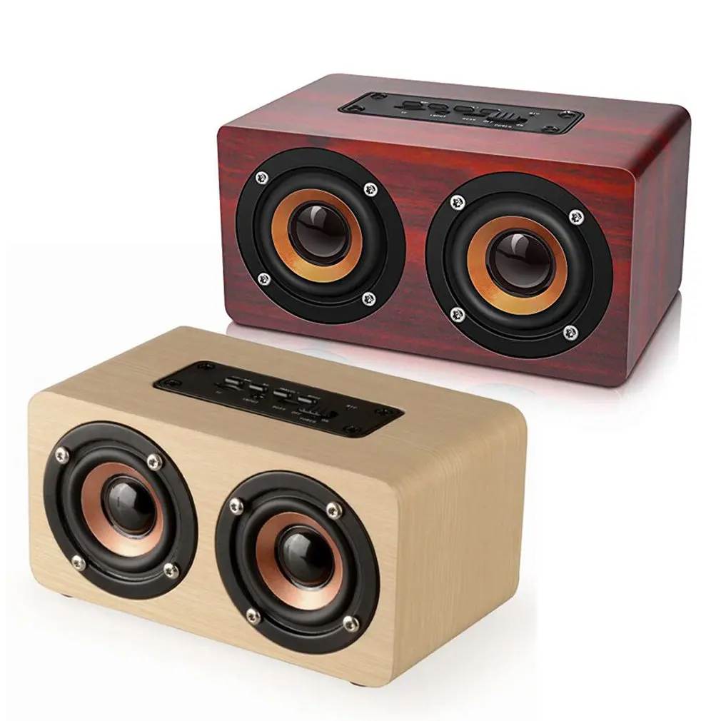 Деревянные Bluetooth колонки HIFI беспроводной двойной громкий динамик s 3D объемный динамик для телефона ПК с микрофоном мощный динамик
