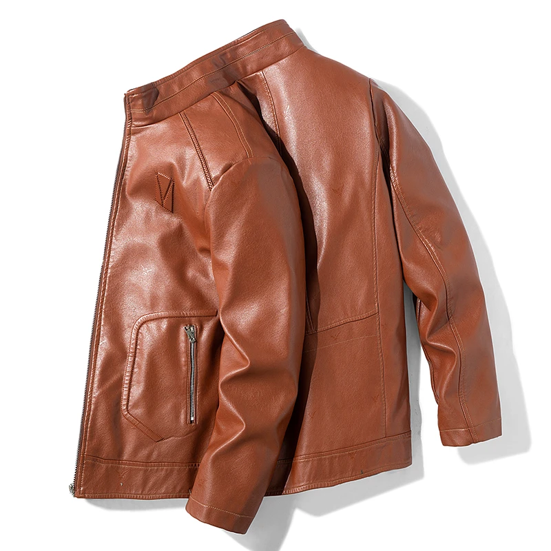Мужские Куртки из искусственной кожи Jaqueta Couro Masculina кожаные куртки с карманами мужские осенние Брендовые повседневные мотоциклетные кожаные куртки