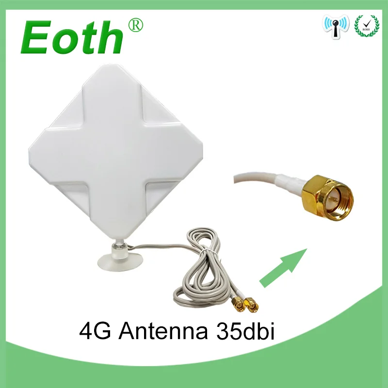 Антенна 3G/4G 35 дБи кабель 2 м LTE разъем SMA для модема 4G переходник роутера Мама папа