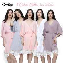 Женское однотонное кимоно из модала для невесты с кружевной отделкой, белое свадебное короткое банное платье с поясом, халат подружки невесты, одежда, платье