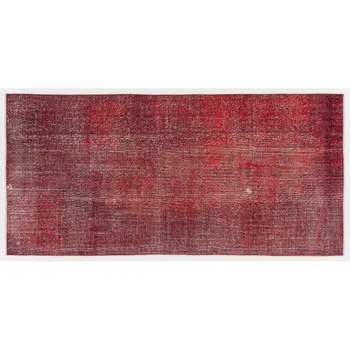 

Handmade Red Vintage Overdyed Turkish Area Rug 145x305 Cm-4'9''X10'0''