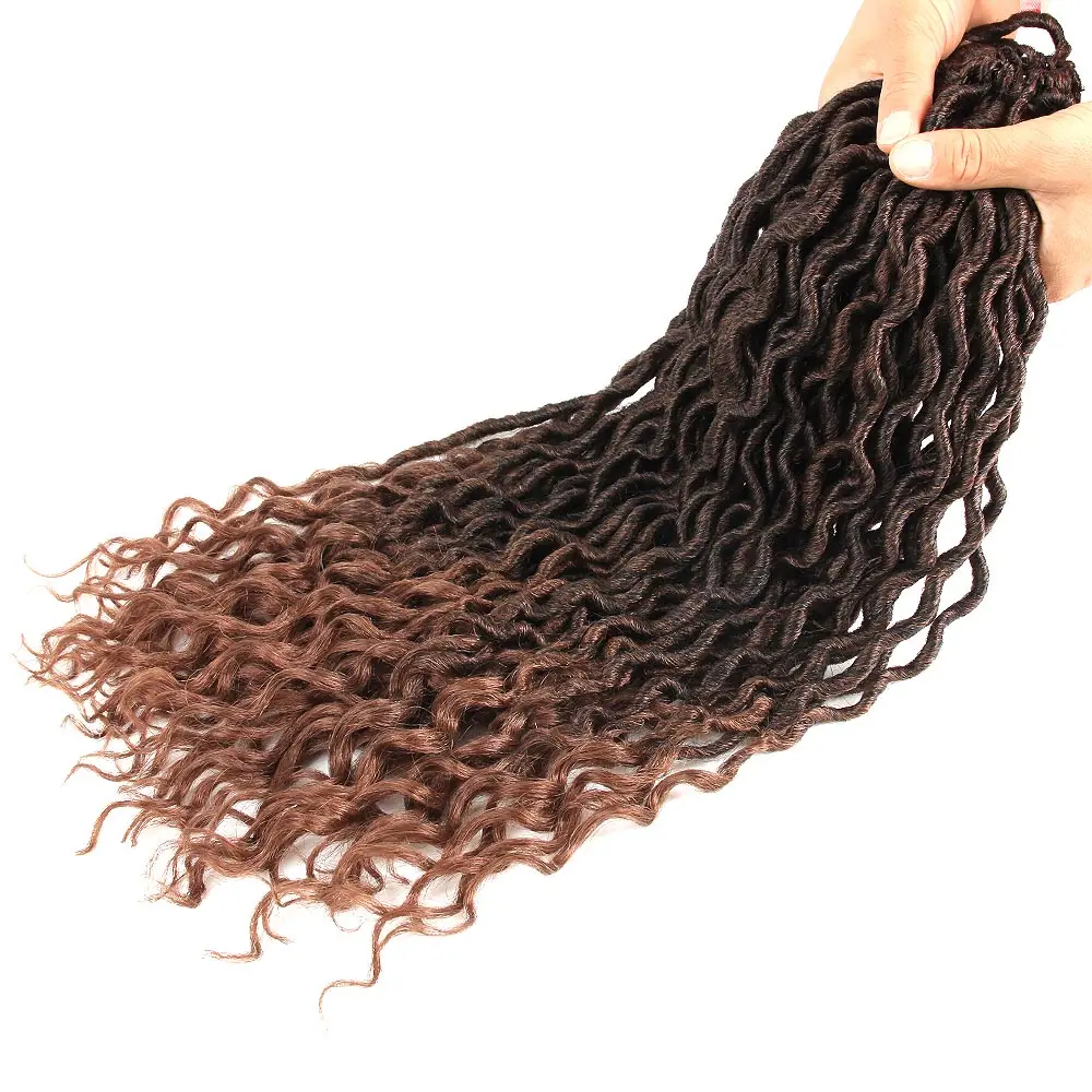 

Pageup 18'' Goddess Faux Locs Crochet Hair Extensions Synthetic Crochet Braids Dreadlocks Dark Brown Curly Hair Braiding Hair