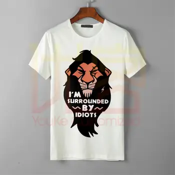 

the lion king scar t-shirt i'm surrounded by idiots funny shirt men's hot selling 100% cotton printed high quality brand t-shirt