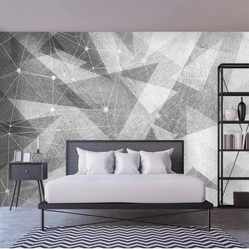 

Custom wallpaper 3d murals modern minimalistic black white abstract geometric lines sofa background wall painting 3d wallpaper