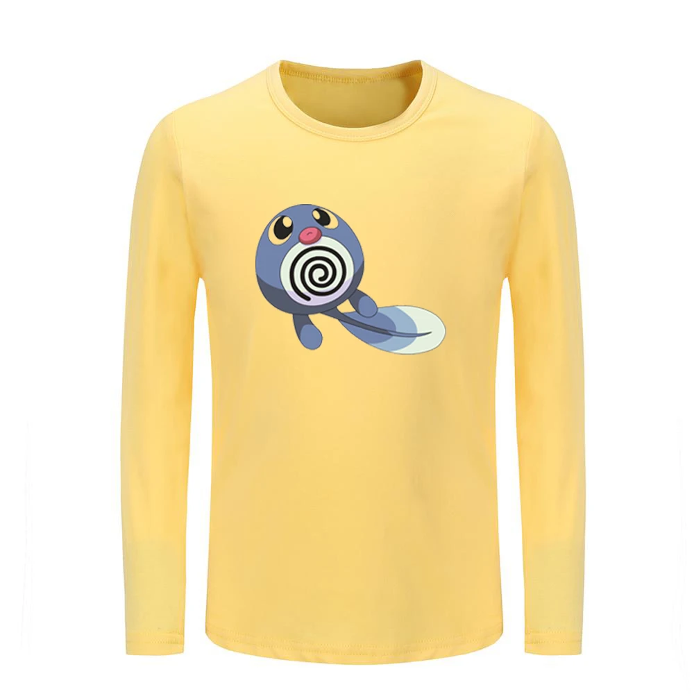 JeKY963C Милые детские футболки с принтом Pokemon Dratini Lapras Poliwag Детские футболки с графическим принтом топы с длинными рукавами для мальчиков и девочек, рождественский подарок - Цвет: JeKY963C